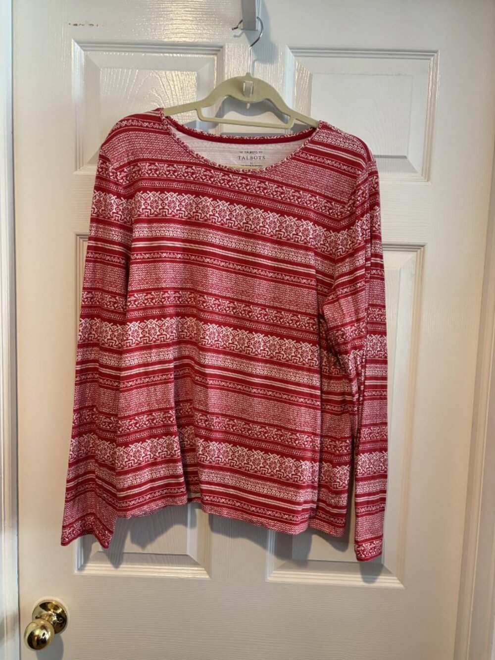 Talbots Red/White Nordic Long-Sleeve Tee